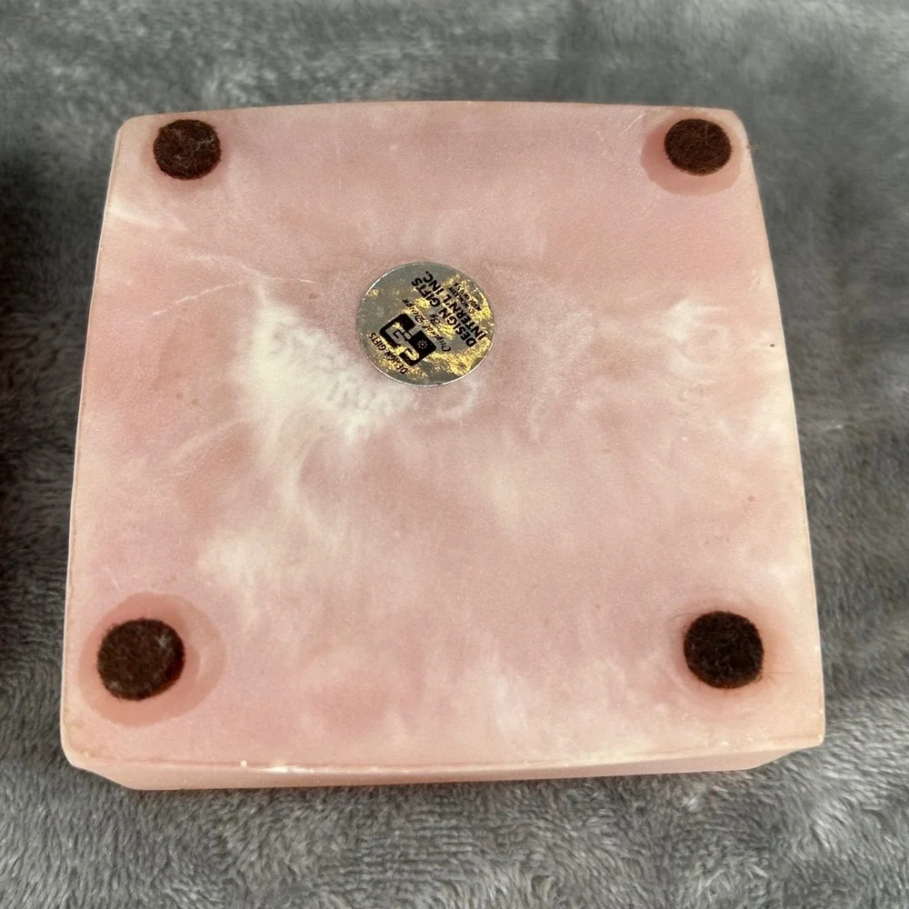 Vintage Design Gifts USA Pink Alabaster Carousel Horse Trinket Jewelry Box